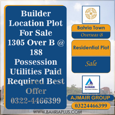 10 Marla Residential Plot for Sale in Overseas B -  Bahria Town, Lahore - (BP-369464)