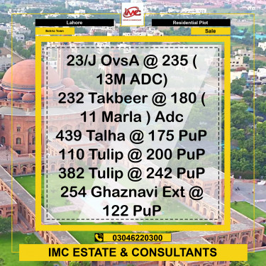 Residential Plot for Sale in Bahria Town, Lahore - (BP-369477)