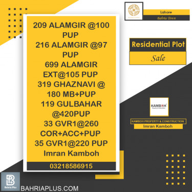 Residential Plot for Sale in Bahria Town, Lahore - (BP-369493)