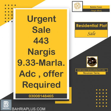 9.33 Marla Residential Plot for Sale in Sector C - Nargis/Hussain Block -  Bahria Town, Lahore - (BP-369850)