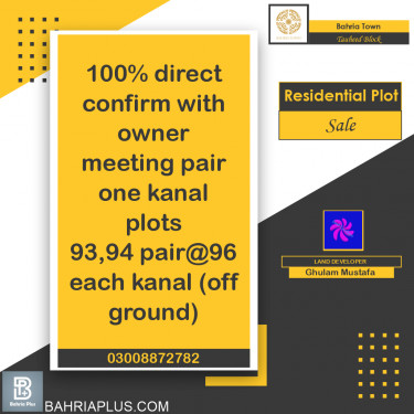 1 Kanal Residential Plot for Sale in Sector F - Tauheed Block -  Bahria Town, Lahore - (BP-369870)