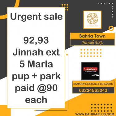 5 Marla Residential Plot for Sale in Sector E - Jinnah Ext. Block -  Bahria Town, Lahore - (BP-370242)
