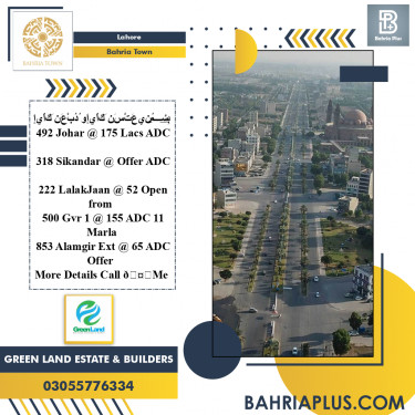 Residential Plot for Sale in Bahria Town, Lahore - (BP-370368)