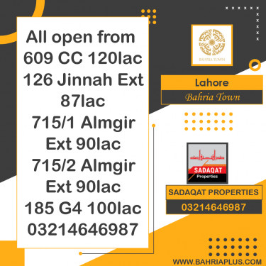 Residential Plot for Sale in Bahria Town, Lahore - (BP-370405)