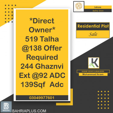 5 Marla Residential Plot for Sale in Bahria Town, Lahore - (BP-370758)