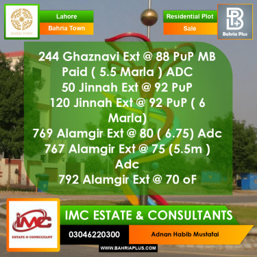 Residential Plot for Sale in Bahria Town, Lahore - (BP-370832)