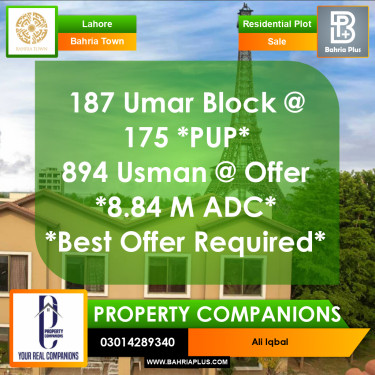Residential Plot for Sale in Bahria Town, Lahore - (BP-370971)