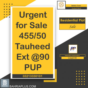 5 Marla Residential Plot for Sale in Sector F - Tauheed Block -  Bahria Town, Lahore - (BP-371064)