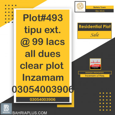 10 Marla Residential Plot for Sale in Sector F - Tipu Sultan Block -  Bahria Town, Lahore - (BP-371478)