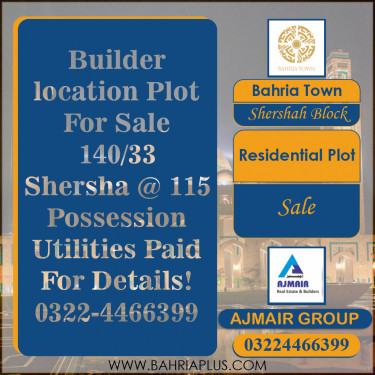5 Marla Residential Plot for Sale in Sector F - Shershah Block -  Bahria Town, Lahore - (BP-371531)