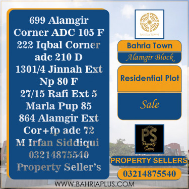 10 Marla Residential Plot for Sale in Sector F - Alamgir Block -  Bahria Town, Lahore - (BP-372198)
