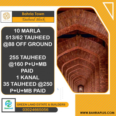 1 Marla Residential Plot for Sale in Sector F - Tauheed Block -  Bahria Town, Lahore - (BP-372284)
