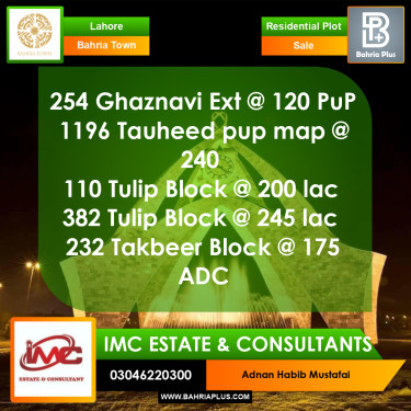 Residential Plot for Sale in Bahria Town, Lahore - (BP-372304)
