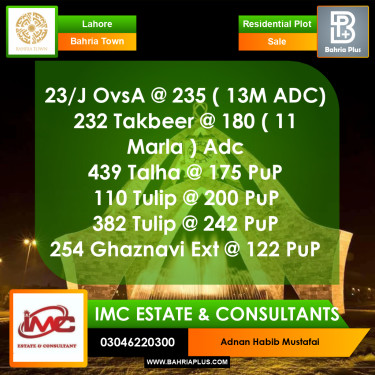 Residential Plot for Sale in Bahria Town, Lahore - (BP-372305)