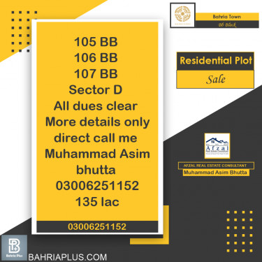 5 Marla Residential Plot for Sale in Sector D - BB Block -  Bahria Town, Lahore - (BP-372329)