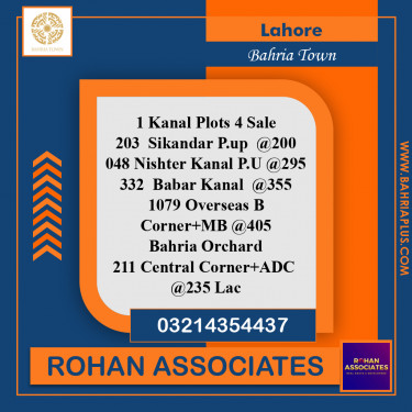 Residential Plot for Sale in Bahria Town, Lahore - (BP-372403)