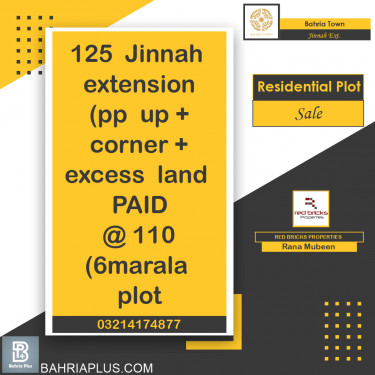 Residential Plot for Sale in Sector E - Jinnah Ext. Block -  Bahria Town, Lahore - (BP-372539)