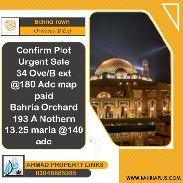 10 Marla Residential Plot for Sale in Overseas B Ext -  Bahria Town, Lahore - (BP-372643)