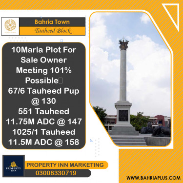 10 Marla Residential Plot for Sale in Sector F - Tauheed Block -  Bahria Town, Lahore - (BP-372660)