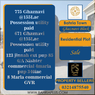 10 Marla Residential Plot for Sale in Sector F - Ghaznavi Block -  Bahria Town, Lahore - (BP-372665)