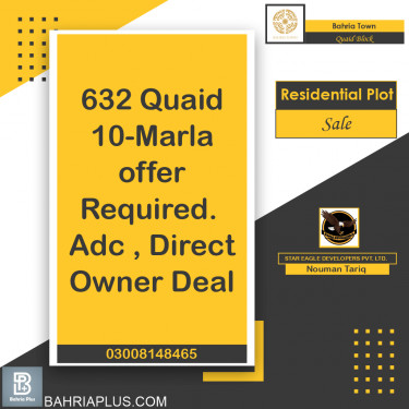 10 Marla Residential Plot for Sale in Sector E - Quaid Block -  Bahria Town, Lahore - (BP-372689)