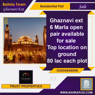 6 Marla Residential Plot for Sale in Sector F - Ghaznavi Ext. Block -  Bahria Town, Lahore - (BP-372932)