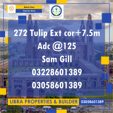 7.5 Marla Residential Plot for Sale in Sector C - Tulip Ext. Block -  Bahria Town, Lahore - (BP-373000)