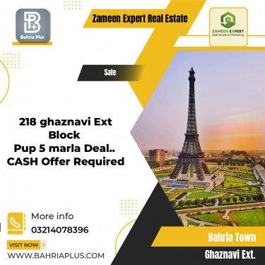 5 Marla Residential Plot for Sale in Sector F - Ghaznavi Ext. Block -  Bahria Town, Lahore - (BP-373026)