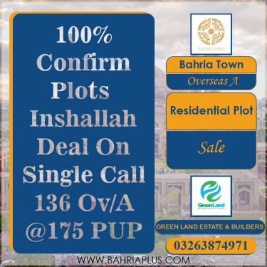 10 Marla Residential Plot for Sale in Overseas A -  Bahria Town, Lahore - (BP-373045)