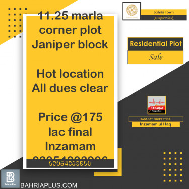 10 Marla Residential Plot for Sale in Sector C - Janiper Block -  Bahria Town, Lahore - (BP-373194)