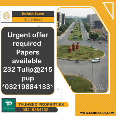 10 Marla Residential Plot for Sale in Sector C - Tulip Block -  Bahria Town, Lahore - (BP-373253)