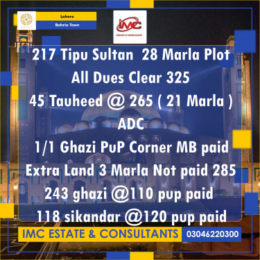 Residential Plot for Sale in Bahria Town, Lahore - (BP-373265)