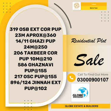 Residential Plot for Sale in Bahria Town, Lahore - (BP-373345)