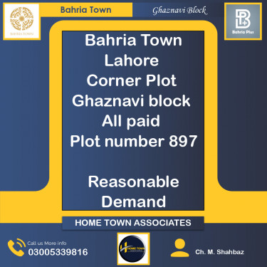 10 Marla Residential Plot for Sale in Sector F - Ghaznavi Block -  Bahria Town, Lahore - (BP-373466)