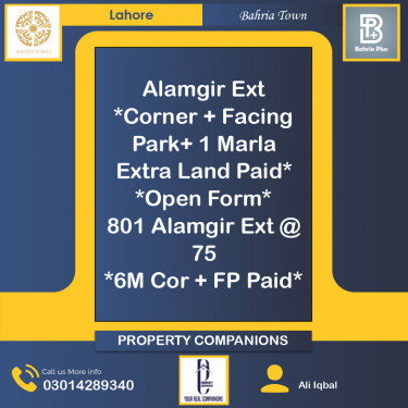 Residential Plot for Sale in Bahria Town, Lahore - (BP-373507)