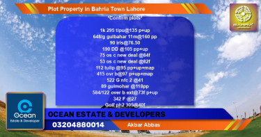 Residential Plot for Sale in Bahria Town, Lahore - (BP-37356)
