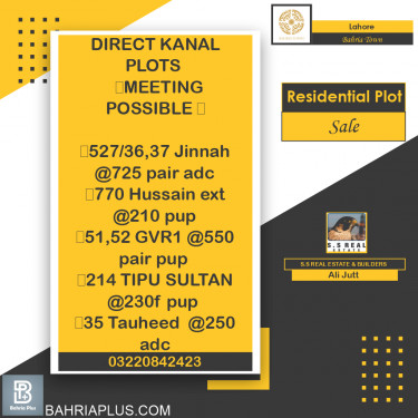 Residential Plot for Sale in Bahria Town, Lahore - (BP-373913)