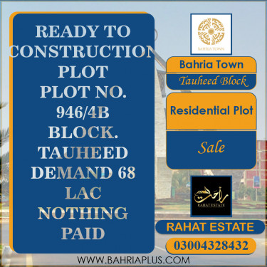 5 Marla Residential Plot for Sale in Sector F - Tauheed Block -  Bahria Town, Lahore - (BP-373965)