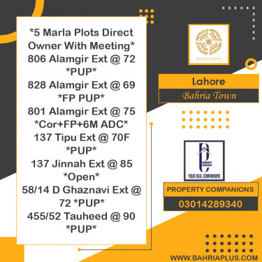 Residential Plot for Sale in Bahria Town, Lahore - (BP-374024)