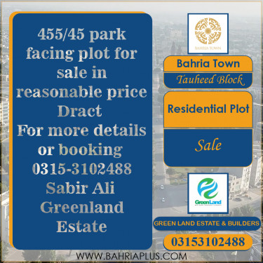 9.67 Marla Residential Plot for Sale in Sector F - Tauheed Block -  Bahria Town, Lahore - (BP-374044)
