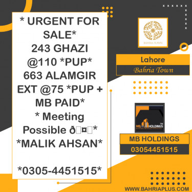 Residential Plot for Sale in Bahria Town, Lahore - (BP-374091)