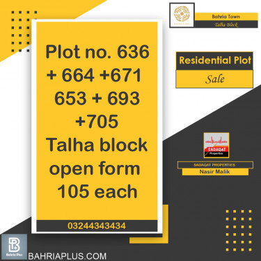10 Marla Residential Plot for Sale in Sector F - Talha Block -  Bahria Town, Lahore - (BP-374102)