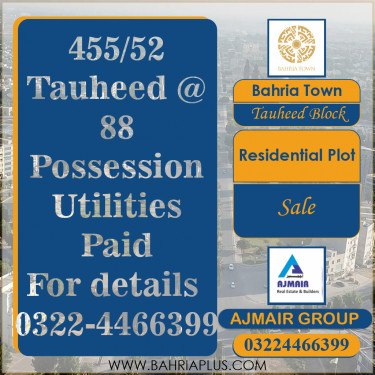 5 Marla Residential Plot for Sale in Sector F - Tauheed Block -  Bahria Town, Lahore - (BP-374140)