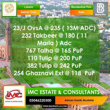 Residential Plot for Sale in Bahria Town, Lahore - (BP-374261)