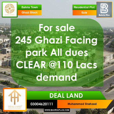10 Marla Residential Plot for Sale in Sector F - Ghazi Block -  Bahria Town, Lahore - (BP-374313)