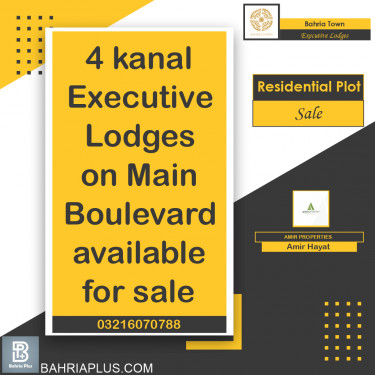 4 Kanal Residential Plot for Sale in Executive Lodges -  Bahria Town, Lahore - (BP-374365)