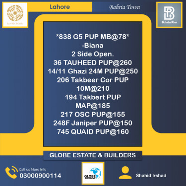 Residential Plot for Sale in Bahria Town, Lahore - (BP-374396)