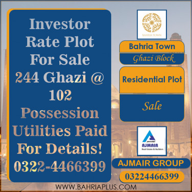 10 Marla Residential Plot for Sale in Sector F - Ghazi Block -  Bahria Town, Lahore - (BP-374408)