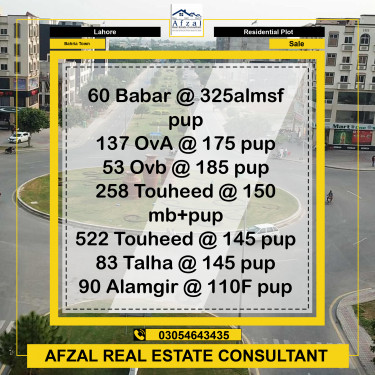 Residential Plot for Sale in Bahria Town, Lahore - (BP-374436)