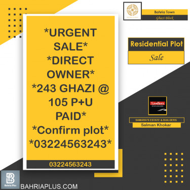 10 Marla Residential Plot for Sale in Sector F - Ghazi Block -  Bahria Town, Lahore - (BP-374720)